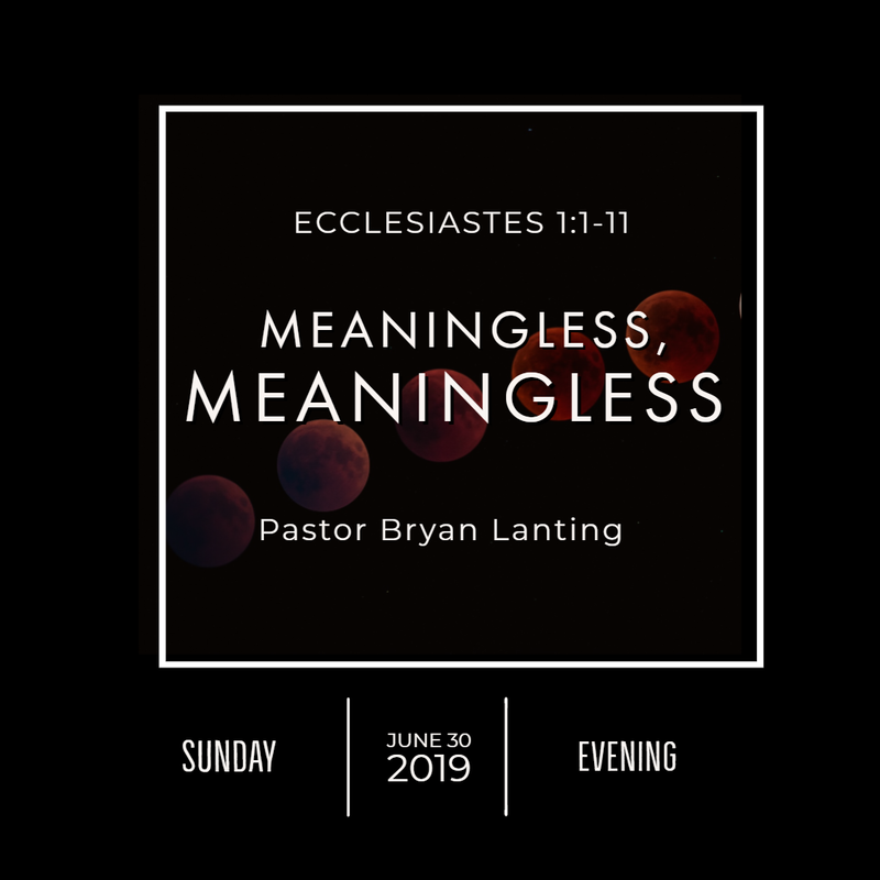June 30, 2019 
Evening
Ecclesiastes 1
Meaningless, Meaningless
Lanting
Audio Message