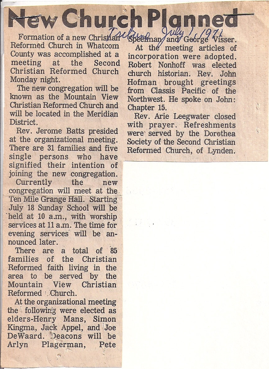 New Church Planned - Newspaper Article
